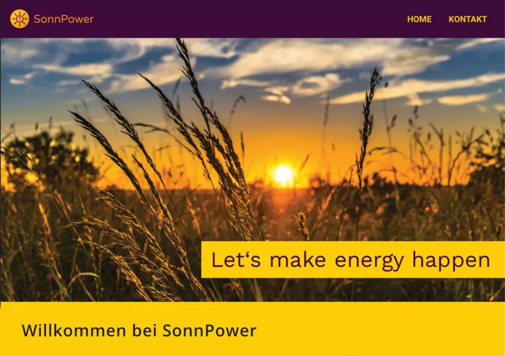 Arbeitsproben: Screenshot Webseite SonnPower